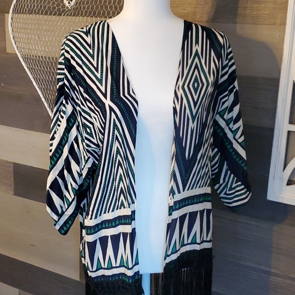 Highness Tops - Highness Fringe Kimono